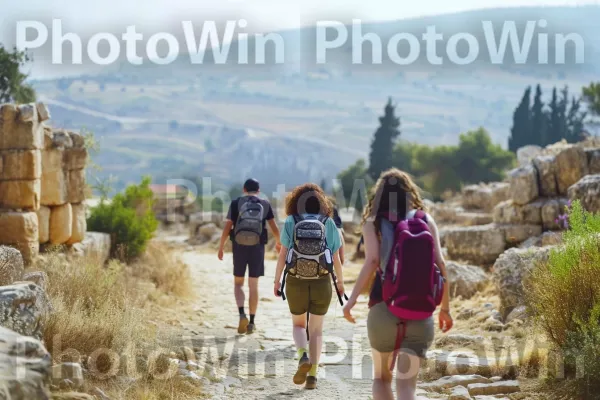 חברים מטיילים במסלולי עלייה לרגל עתיקים, מתחברים להיסטוריה ולרוחניות שלהם, ממדינת ישראל. צמח, הַר, מִכְנָסַיִים קְצָרִים