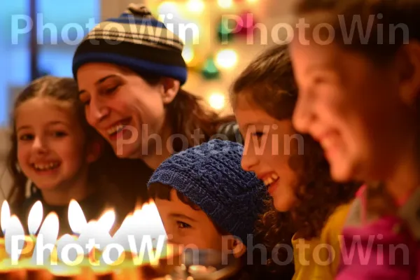 פרצופים מחייכים חוגגים בשמחה בחג החנוכה החגיגי ממדינת ישראל. חיוך, אוֹר, שַׂמֵחַ