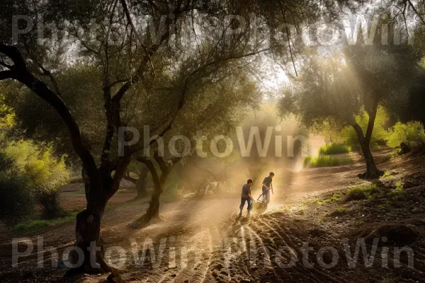 חקלאים מסיק זיתים בשלים ממטעי אבותיהם ממדינת ישראל. צמח, נוף טבעי, עץ