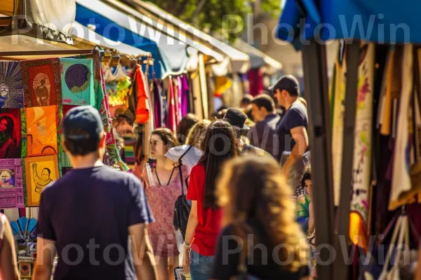 יריד רחוב תוסס מלא במופעי אמנות, אומנות ותרבות ממדינת ישראל. בית המקדש, טֶקסטִיל, מישקפי שמש