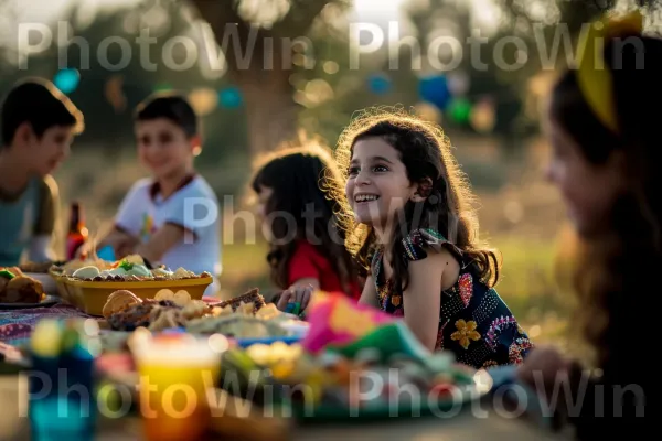 משפחה נהנית מפיקניק תוך כדי חגיגת ל\"ג בעומר, ממדינת ישראל. שַׂמֵחַ, מרחב ציבורי, אירוע