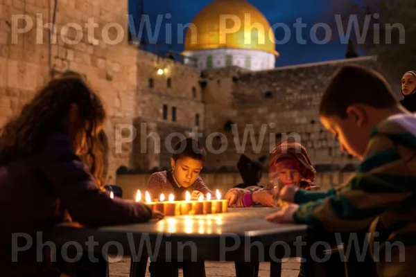 משפחות מדליקות נרות שבת בירושלים, מסורת יהודית אהובה, ממדינת ישראל. שולחן, אוֹר, שָׁמַיִם