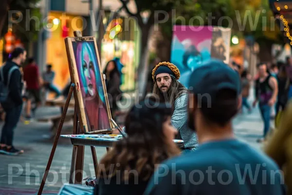 אמני רחוב מארחים את העוברים והשבים בכיכר התוססת בתל אביב ממדינת ישראל. עִיר, כְּבִישׁ, קָהָל