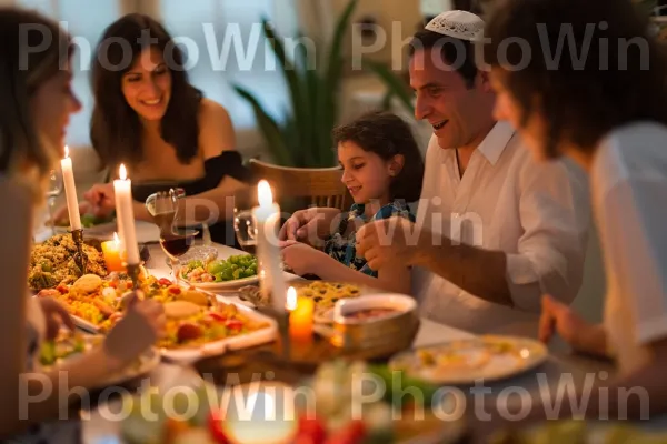 משפחות חוגגות שבת בארוחת שישי מסורתית ממדינת ישראל. כלי שולחן, צַלַחַת, כתום