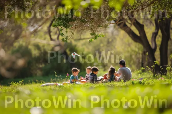 משפחות יוצאות לפיקניק, מוקפות נופים שופעים ונוף ממדינת ישראל. צמח, נוף טבעי, דֶשֶׁא