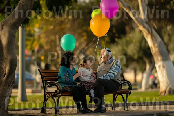 זוג מבוגרים חולק סיפורים עם נכדיהם, ממדינת ישראל. רְהִיטִים, שַׂמֵחַ, דֶשֶׁא