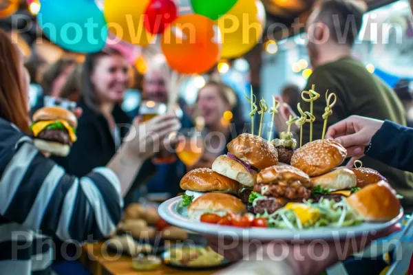 קריאות שמחה פורצות כשהסועדים נוגסים במגוון סליידרים טעימים. כלי שולחן, בַּלוֹן, מתכון