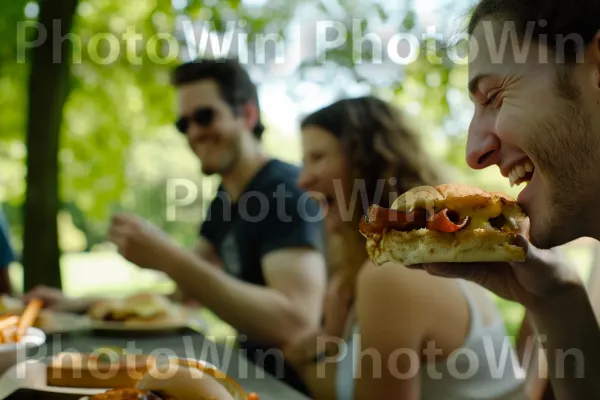 פרצופים מחייכים מתענגים על כריכי גבינה בגריל דביקים ובייקון פריך. כלי שולחן, תשוקה לאוכל, צַלַחַת