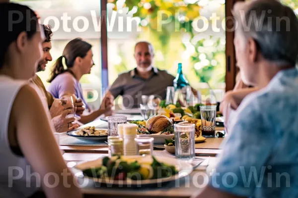 המשפחה התאספה סביב השולחן, נהנתה מארוחה ביתית. מזון, כתום, כלי אוכל