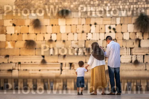 סצנה מחממת לב: משפחה נלהבת מהפאר של ציוני דרך איקוניים. צילום פלאש, תְאוּרָה, עוֹמֵד