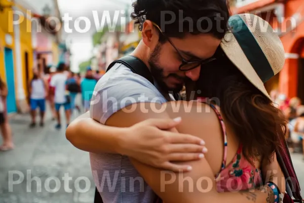 זוגות יוצרים זיכרונות מתמשכים ביעד תיירותי מפורסם. זְרוֹעַ, שַׂמֵחַ, כובע