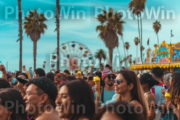 פרצופים מחייכים בתוך הרעש של יעד תיירות פופולרי. שָׁמַיִם, שַׂמֵחַ, מרחב ציבורי