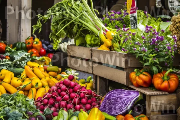 פירות וירקות טריים שנקטפו טרי מסודרים בתצוגה צבעונית. ירוק, מַרכִּיב, צמח