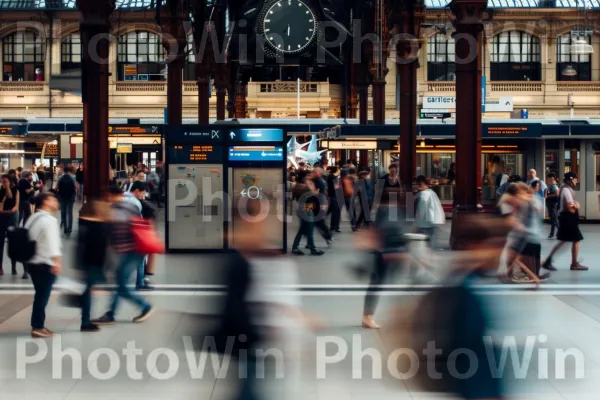 תחנת רכבת עמוסה המדגישה את הרעיון של איזון בין עבודה לחיים. תַשׁתִית, טיול, שָׁעוֹן