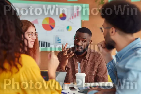 צוות של עמיתים משתף פעולה ודנים באסטרטגיה. שיתוף, קהילה, הִסתַגְלוּת