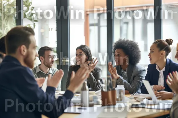 אנשי עסקים ניהלו דיון ער במהלך ישיבת דירקטוריון. בן אנוש, אינטראקציה, שׁוּלְחָן כְּתִיבָה