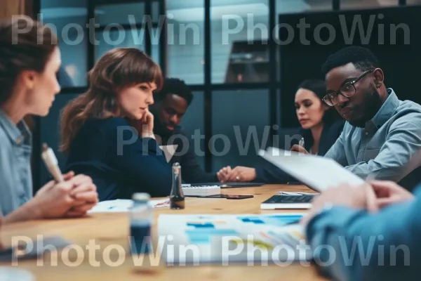 קבוצה של אנשי מקצוע דנים בתרשימים פיננסיים וגרפים. הַנדָסָה, אירוע, עבודה