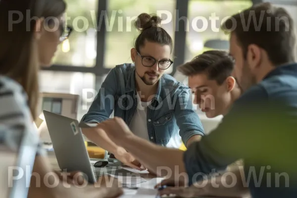 צוות של אנשי מקצוע משתפים פעולה בפרויקט עם תשוקה ויצירתיות. מחשב אישי, מַחשֵׁב, מחשב נייד