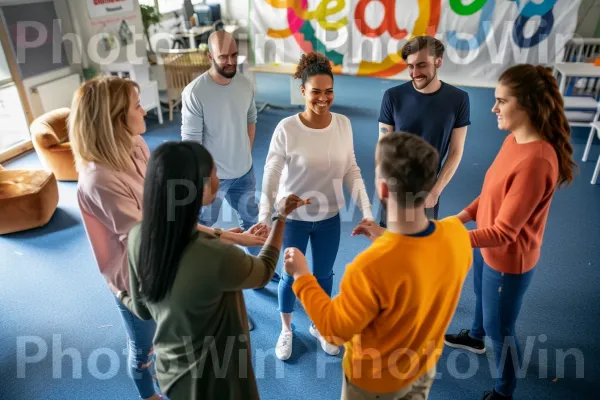 עמיתים עסקו בפעילות גיבוש צוות כדי לטפח אחווה. פְּנַאִי, חולצה קצרה, נוֹפֶשׁ