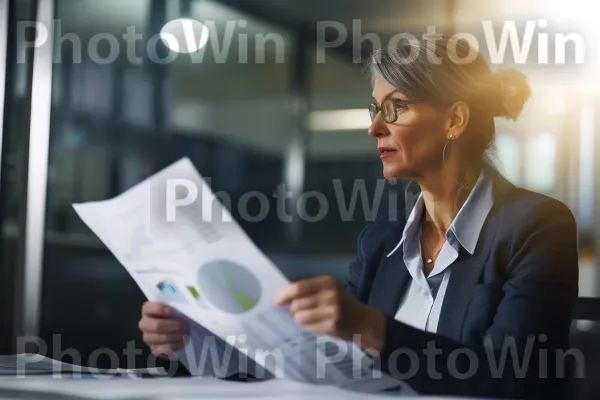 איש עסקים מנתח דוחות כספיים ומקבל החלטות אסטרטגיות. טיפול חזון, אירוע, עבודה