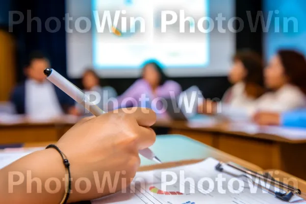 תקריב של ידיים כותבות הערות במהלך סמינר עסקי. שולחן, אביזר כלי כתיבה, מחווה