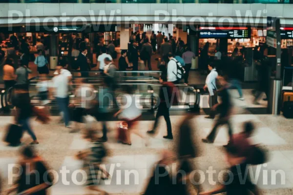 טרמינל שדה תעופה עמוס מלא באנשי עסקים ונשים שממהרים ליעד הבא שלהם. קָהָל, פְּנַאִי, כְּבִישׁ