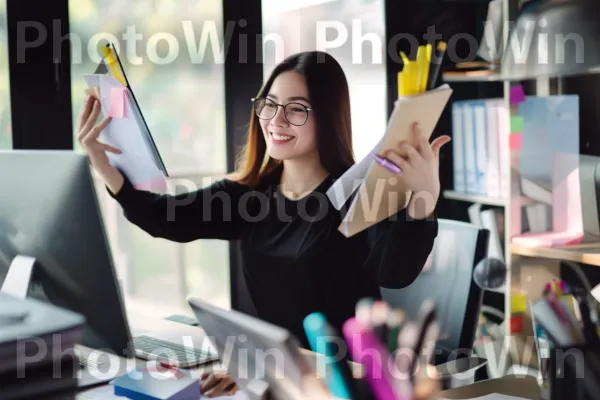 עובד משרד ריבוי משימות שמלהטט במספר משימות בקלות. יד, מוצר, אופנה