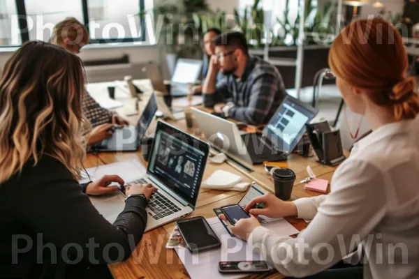 אנשי מקצוע עסוקים המשתמשים בטכנולוגיה מודרנית לשיתוף פעולה חלק. שולחן, יד, מקלדת מחשב