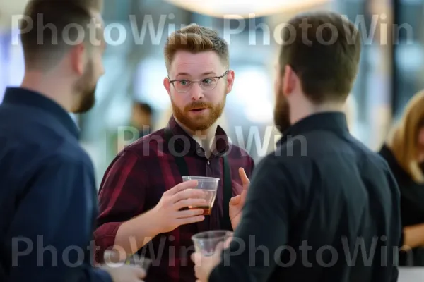 אירוע נטוורקינג המציג אינטראקציות תוססות בין אנשי מקצוע. קוֹלָר, טֶכנוֹלוֹגִיָה, עובד צווארון לבן