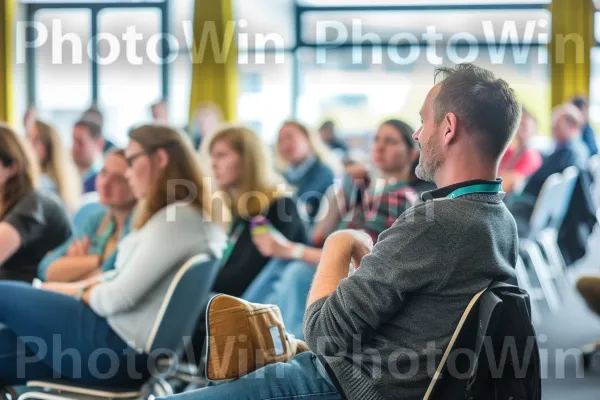 אולם כנסים שופע דיונים ומצגות מלאות תובנות. צהוב, נוחות, כִּסֵא