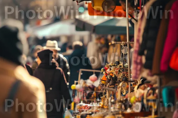 תמונה וינטג\' המתארת שוק רחוב הומה מלא בספקים וקונים. אופנה, מרחב ציבורי, שׁוּק