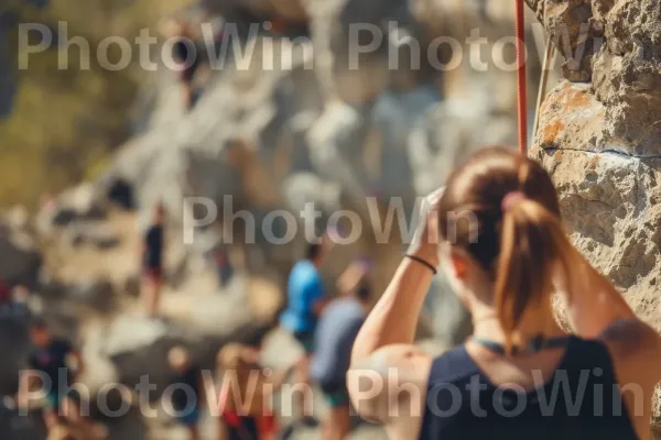 רגעים מלאי אדרנלין בתחרות טיפוס צוקים. מחווה, אירוע, קָהָל