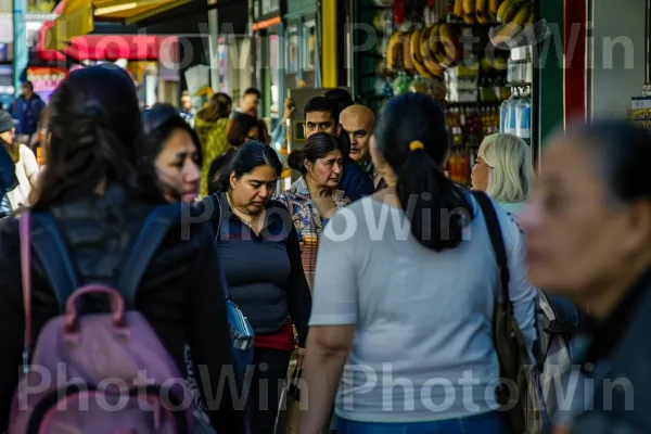 החיים העירוניים שצולמו בתמונת מצב, מציגים רחובות שוקקים ופנים מגוונות. תיק, קָהָל, קניות