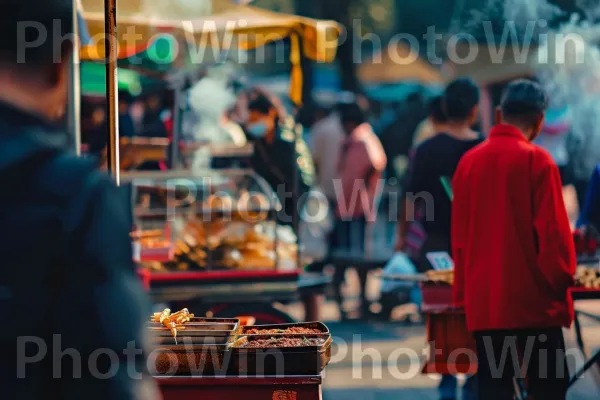 רוכלי אוכל רחוב המגישים מעדנים מעוררי תיאבון לפטרונים נלהבים. צרכן, עִיר, רוֹכֵל