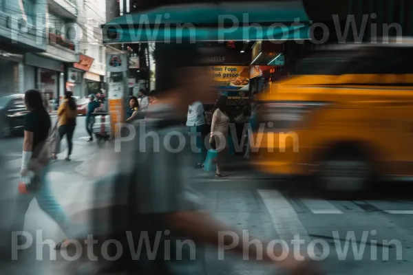 תמונת מצב של חיי העיר, מציגה את התנועה המתמדת של אנשים. עוֹמֵד, מרחב ציבורי, בוקר