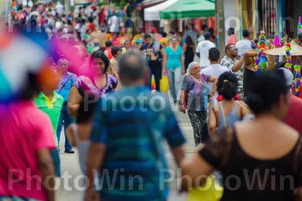 חברי הקהילה המקומית מתאספים ברחוב למסיבת בלוקים חגיגית. חוּלצָה, חולצה קצרה, אינטראקציה