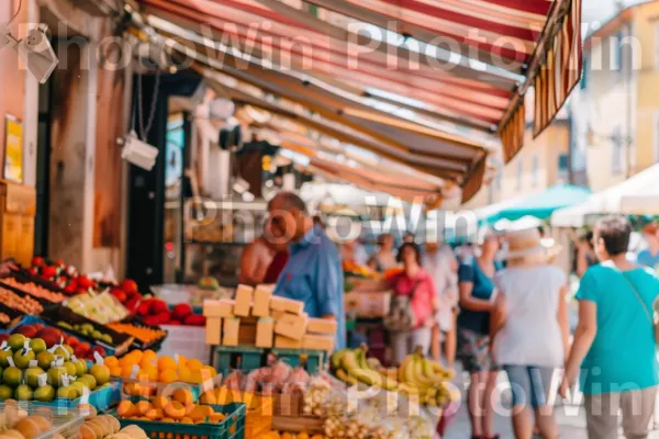 מקומיים ותיירים החוקרים שוק רחוב מקסים. בית המקדש, מזונות טבעיים, כתום