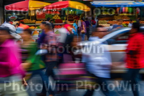 סצנת רחוב עמוסה לוכדת את ההמולה של חיי העיר. אוֹר, תַשׁתִית, אוטו