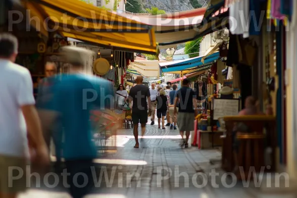 רחוב דינמי שבו אנשים הולכים לפעילות היומיומית שלהם. מִכְנָסַיִים קְצָרִים, חולצה קצרה, שׁוּק