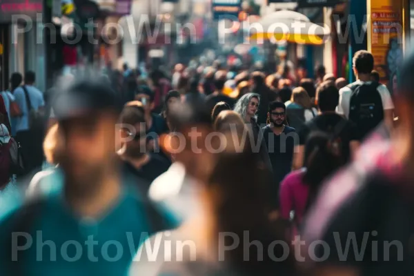 רחוב עירוני משופע בשילוב של נוסעים ותיירים. כְּבִישׁ, עִיר, פְּנַאִי