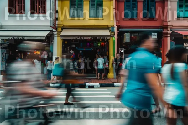 תמונת רחוב מוזרה הלוכדת אנשים ייחודיים בתנועה. תַשׁתִית, טיול, מדרכה