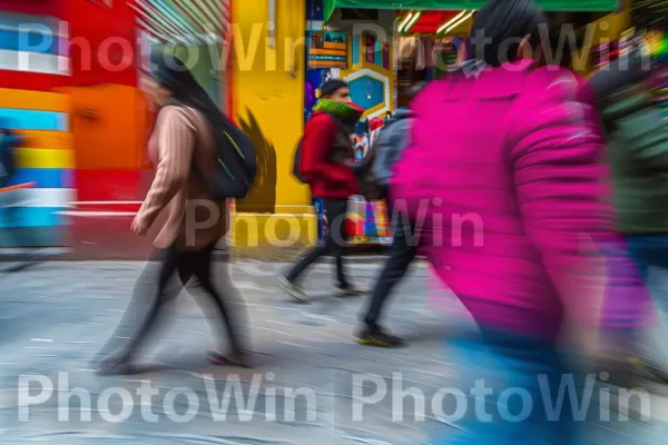 תמונת רחוב מוזרה הלוכדת אנשים ייחודיים בתנועה. מזוודות ותיקים, יָרֵך, בידור