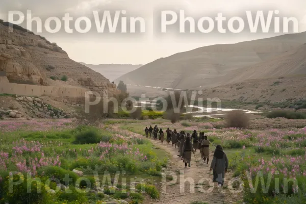 יהושע מוביל את בני ישראל לארץ המובטחת, מתוך התנ\"ך. הַר, קהילת צמחים, אזור אקולוגי